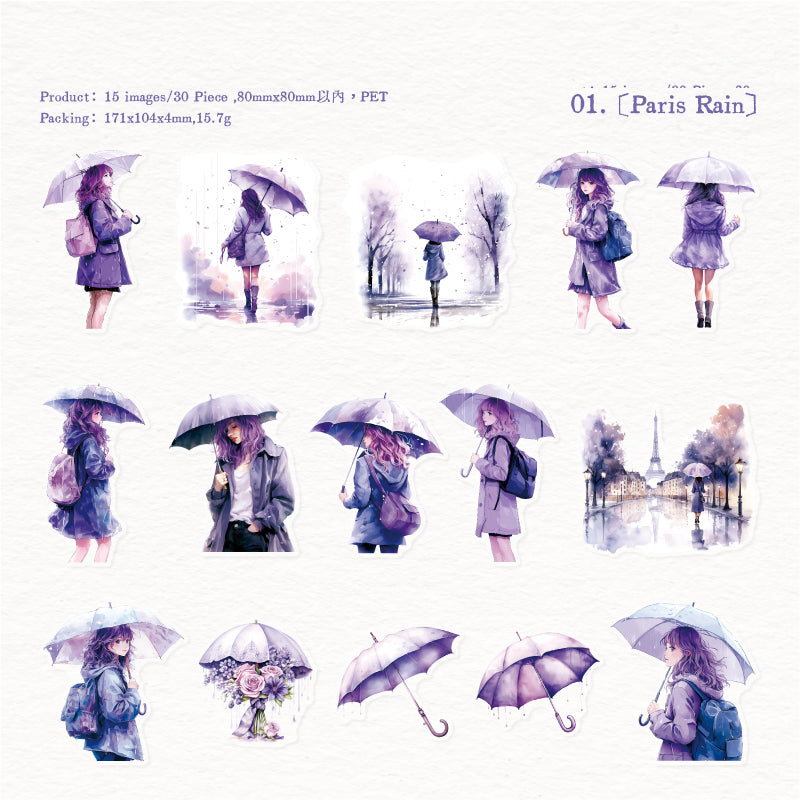 The Misty Rain Is Long Stickers 30pcs