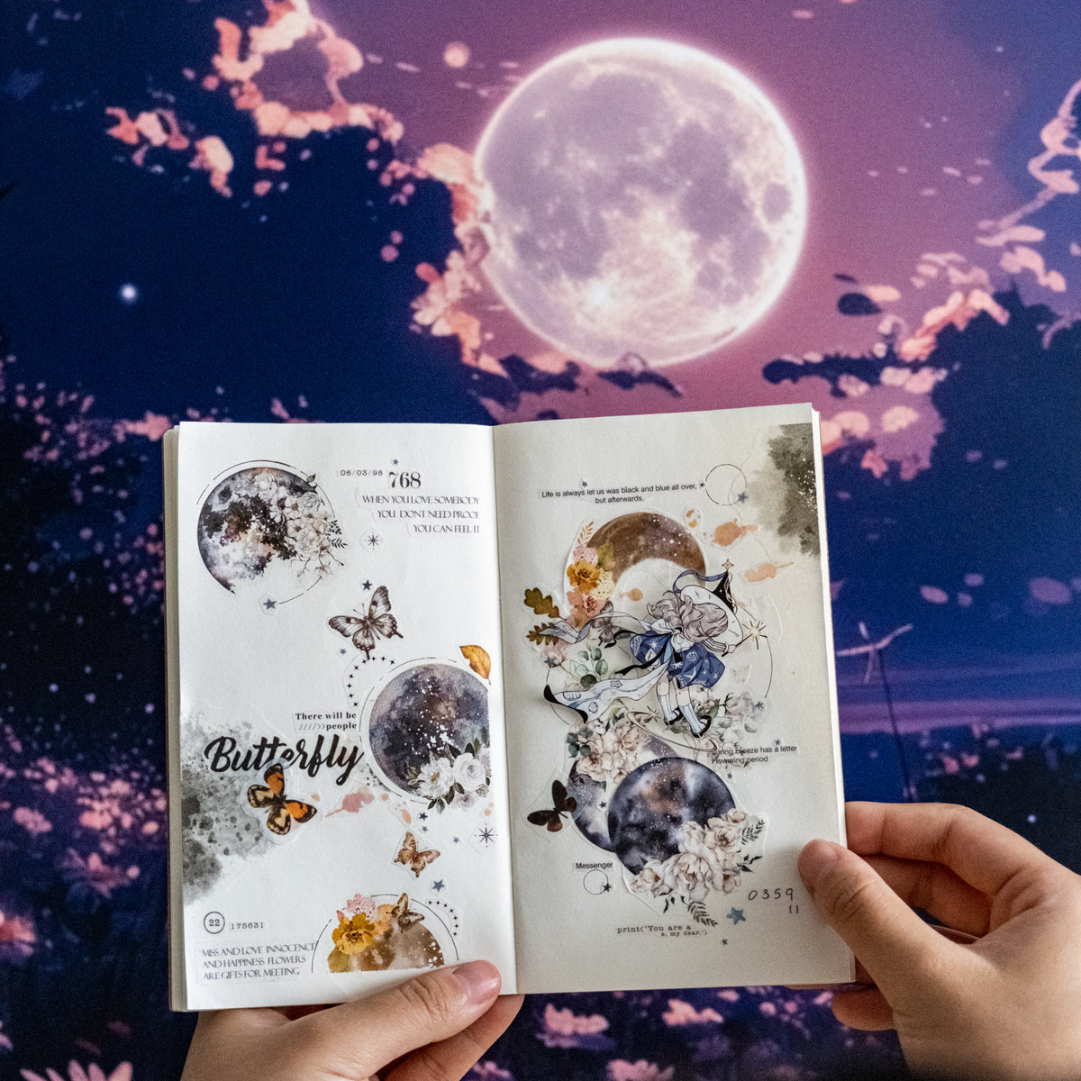 Rub-on Stickers The Moon is Beautiful Tonight 2pcs