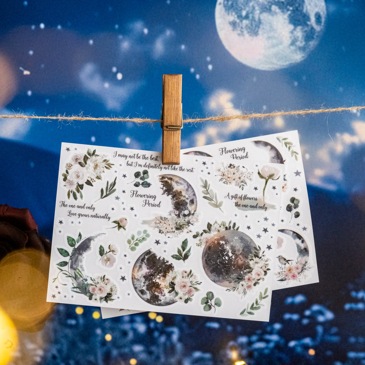 Rub-on Stickers The Moon is Beautiful Tonight 2pcs