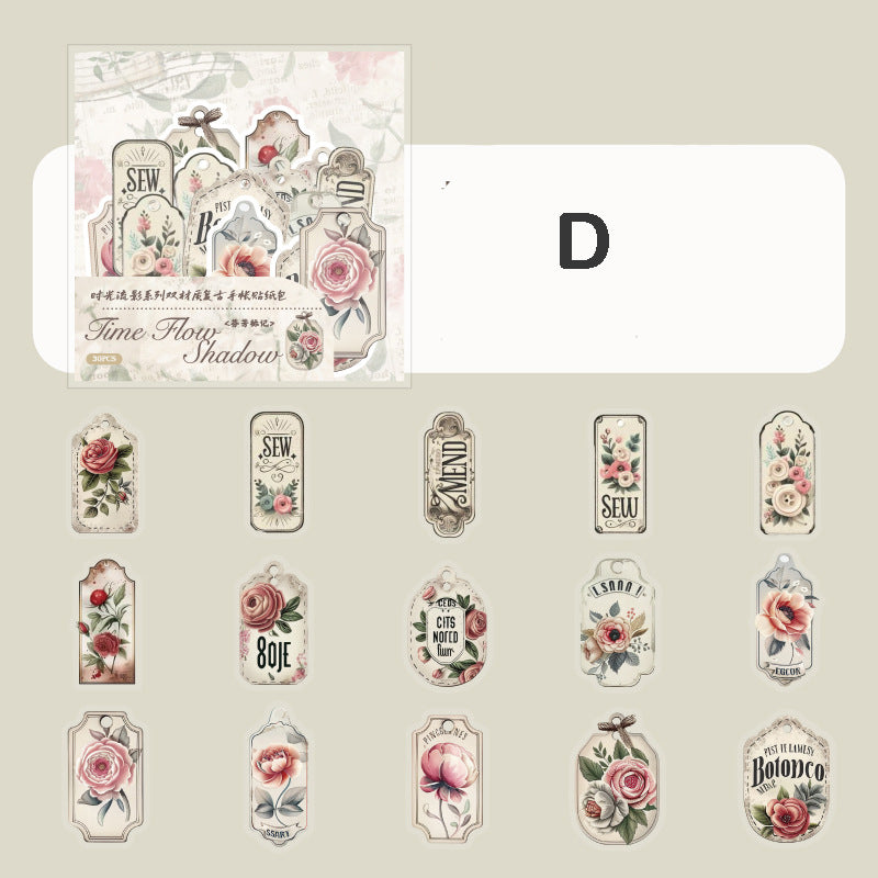 Time Flower Shadow Stickers 30pcs