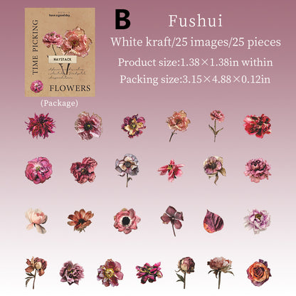 Time Picking Flower Stickers 25pcs