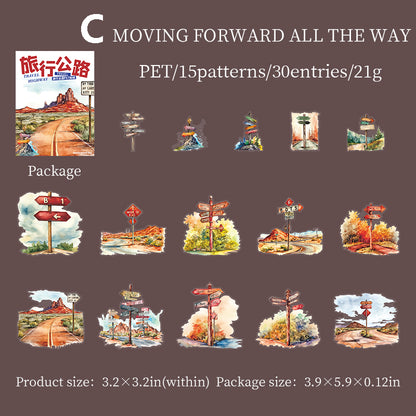 Travel Highway Sticker 30pcs
