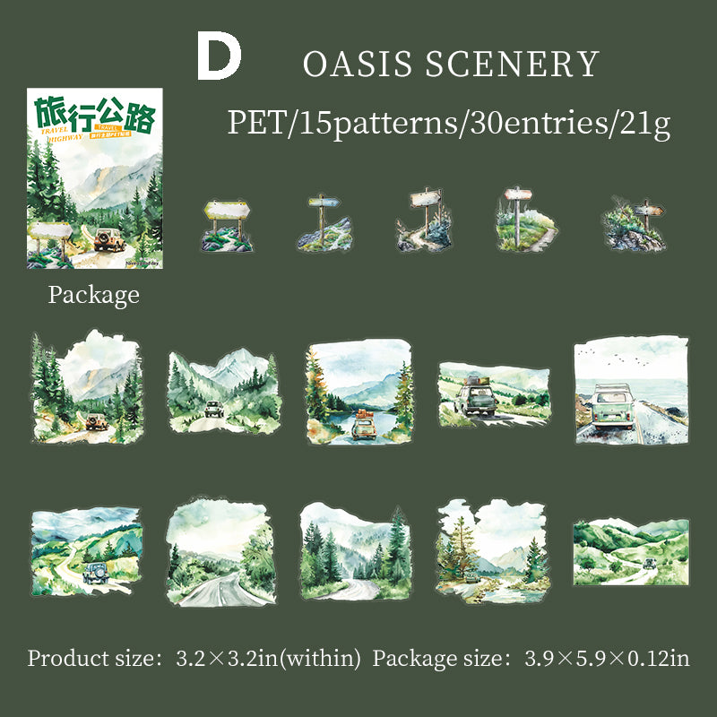 Travel Highway Sticker 30pcs