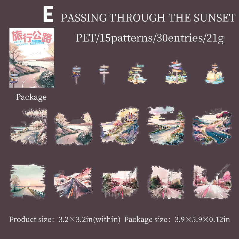 Travel Highway Sticker 30pcs