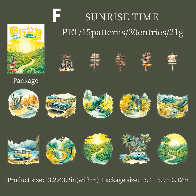 Travel Highway Sticker 30pcs