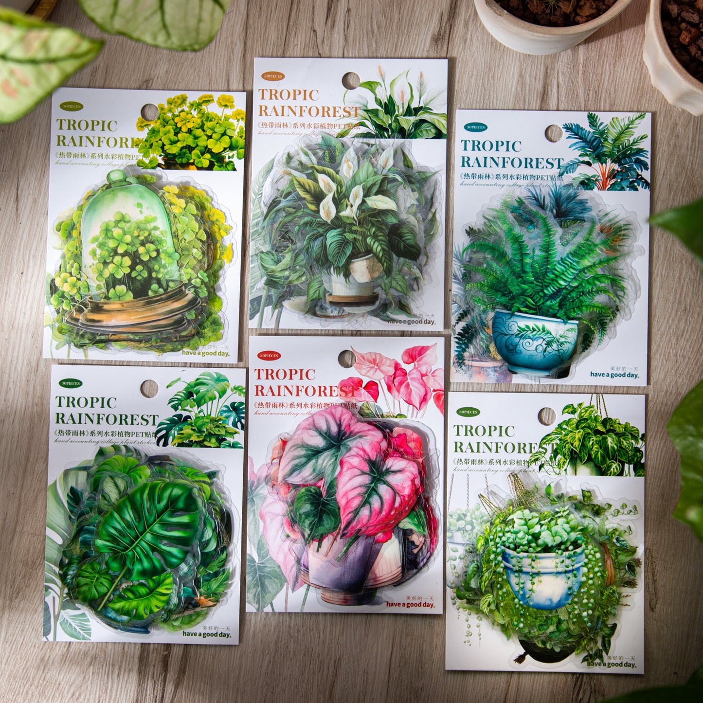 Tropical Rainforest Plant Stickers 30pcs