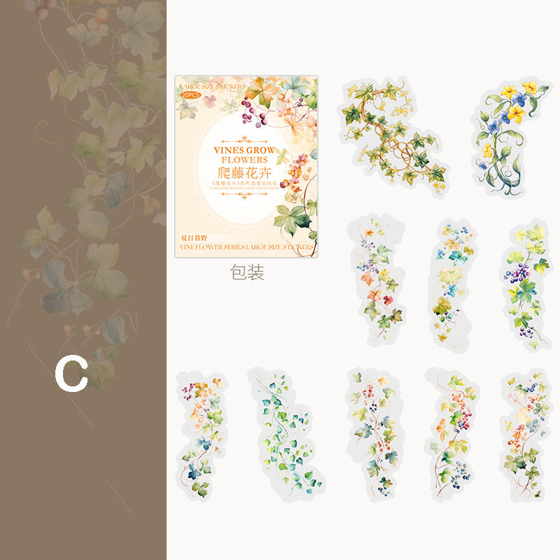 Vines Grow Flowers Stickers 20pcs