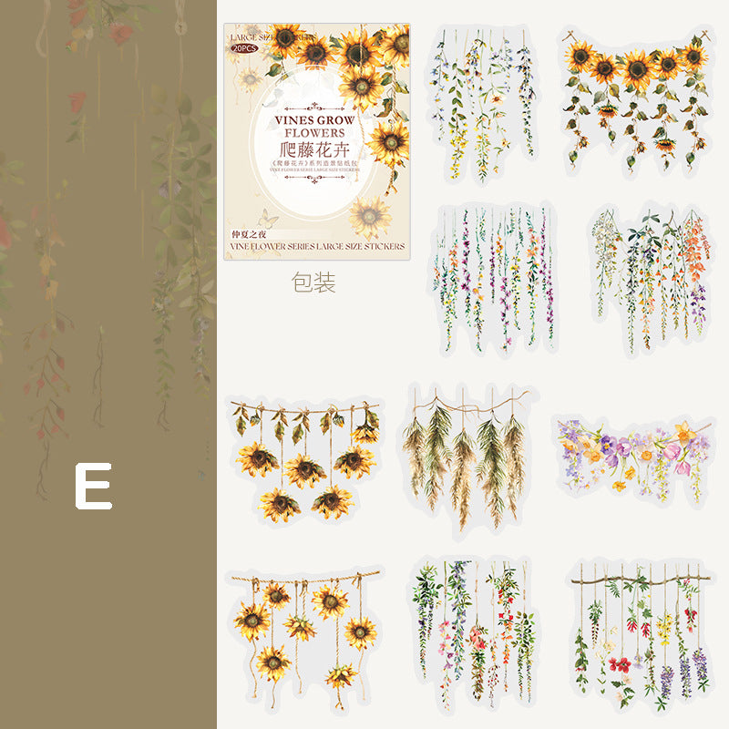 Vines Grow Flowers Stickers 20pcs