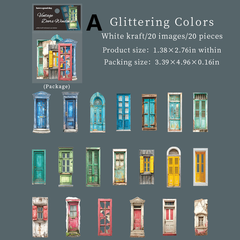 Vintage Doors Windows Stickers 20pcs