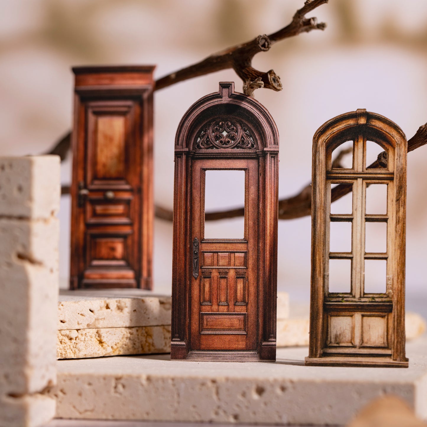 Vintage Doors Windows Stickers 20pcs