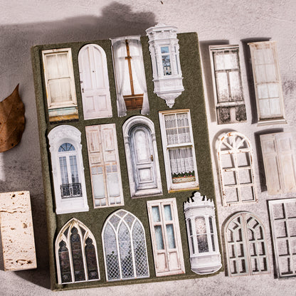 Vintage Doors Windows Stickers 20pcs