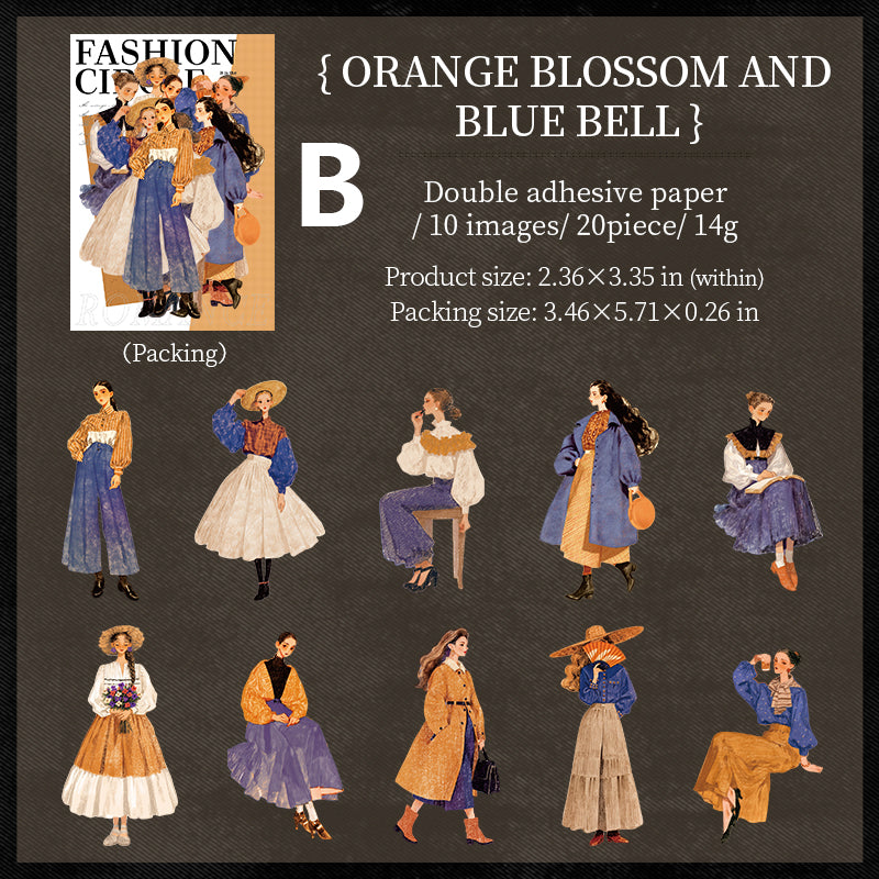 Vintage Fashion Sticker 20pcs