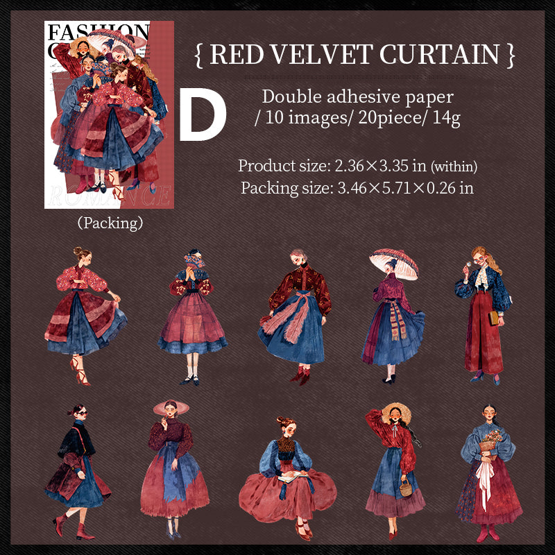 Vintage Fashion Sticker 20pcs