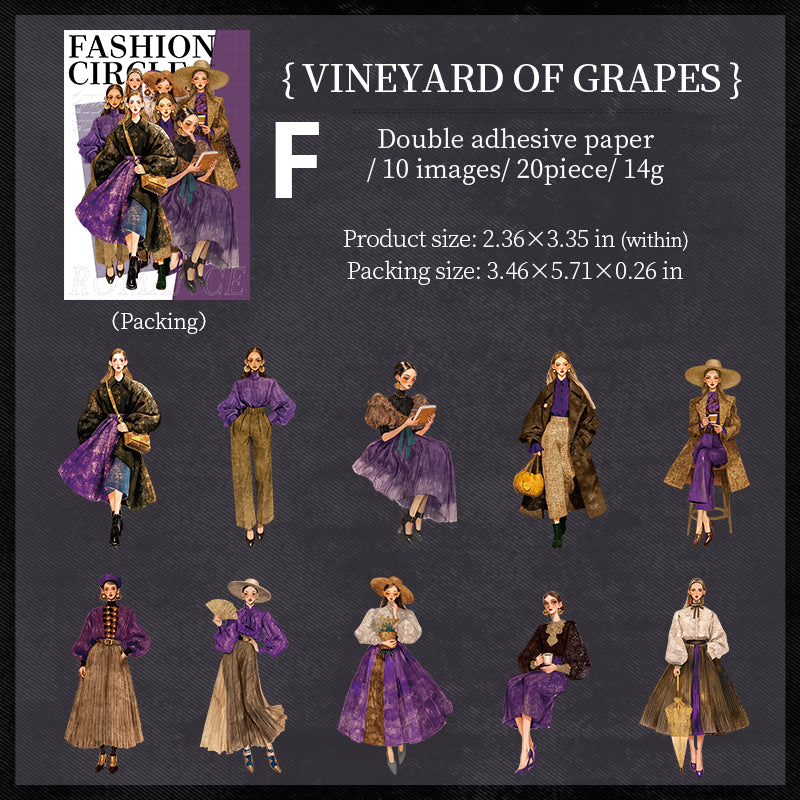 Vintage Fashion Sticker 20pcs