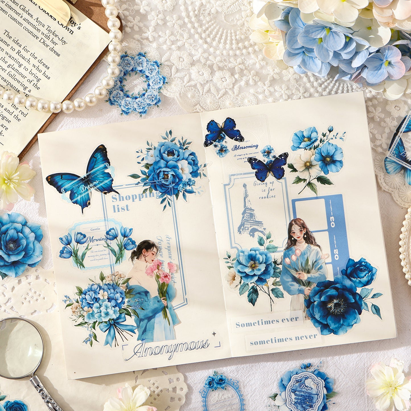 Vintage Flower Sticker 20pcs