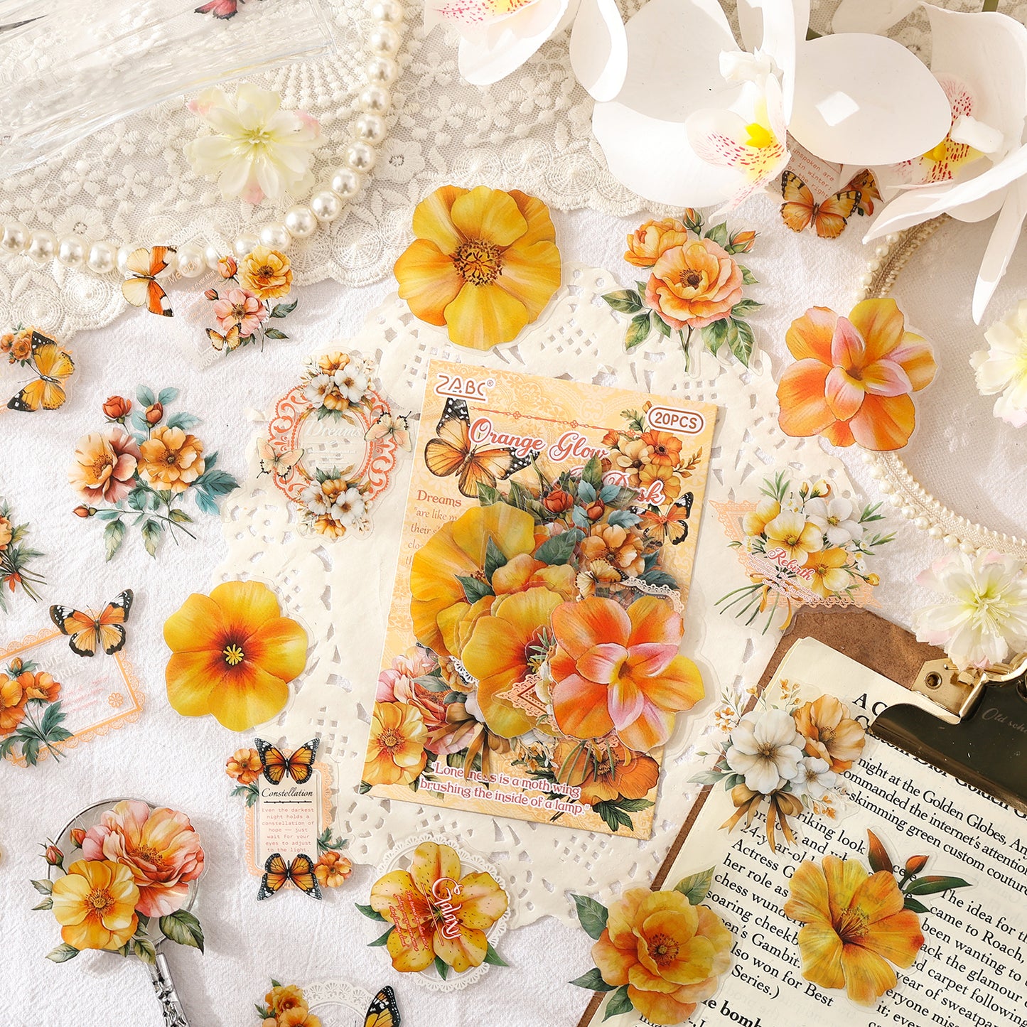 Vintage Flower Sticker 20pcs