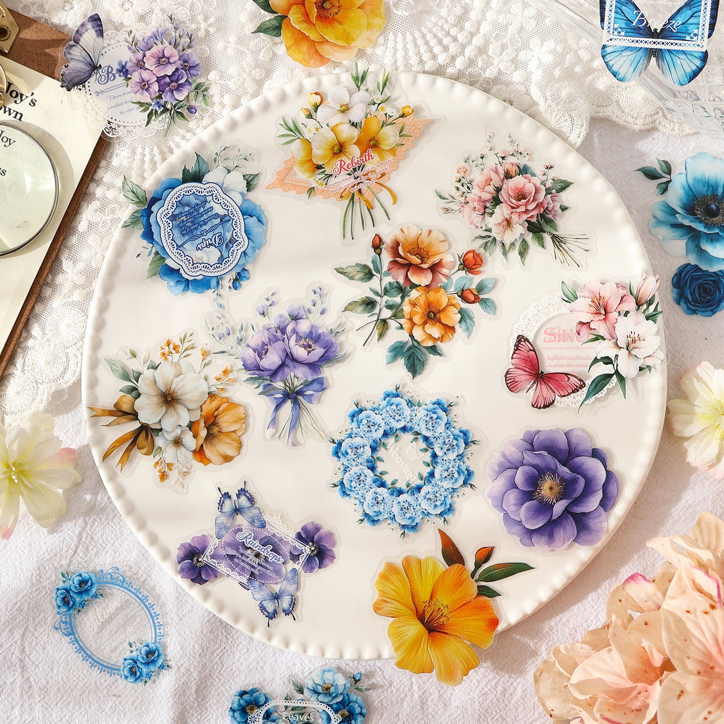 Vintage Flower Sticker 20pcs