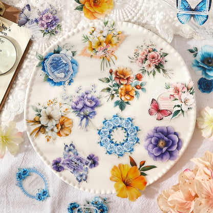 Vintage Flower Sticker 20pcs