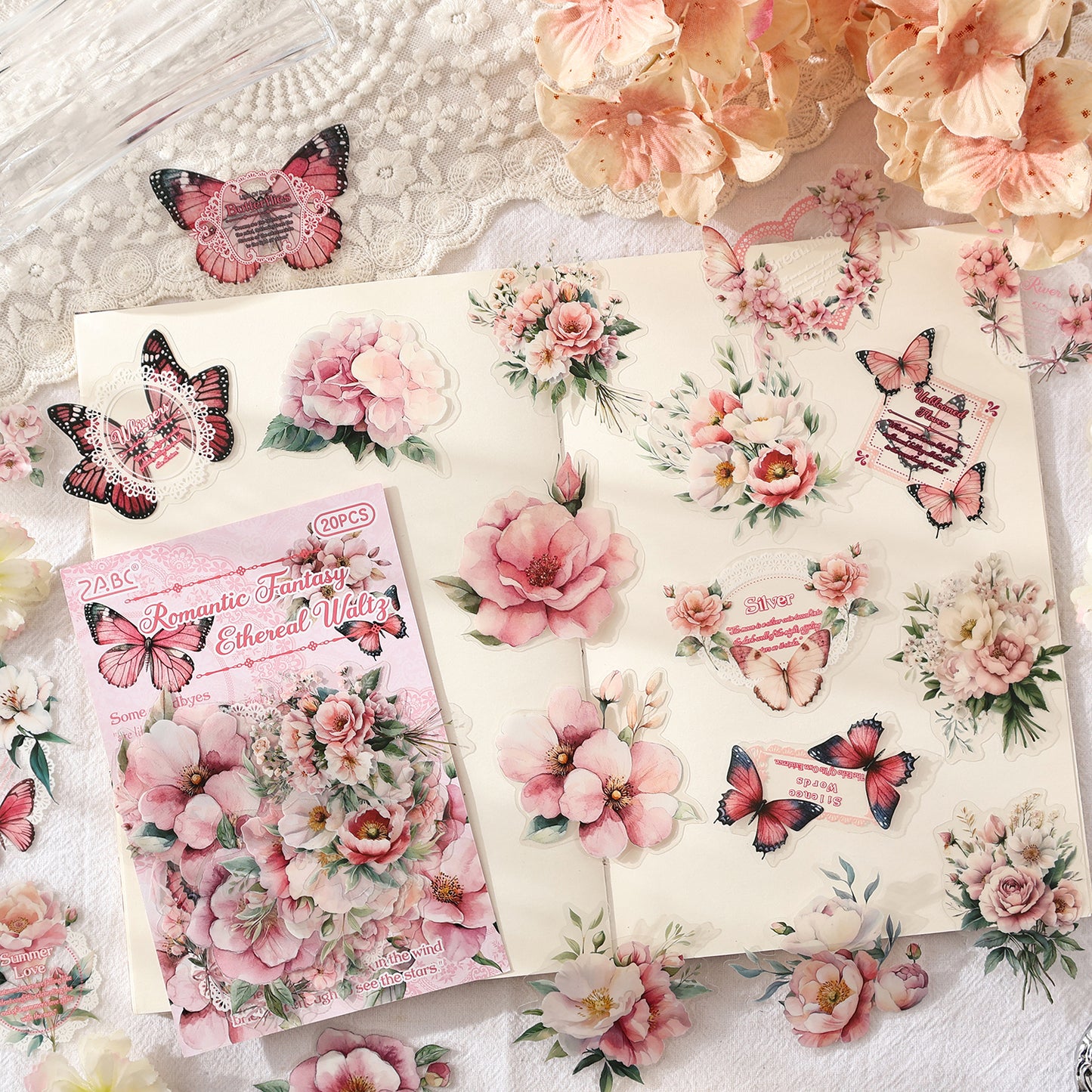 Vintage Flower Sticker 20pcs
