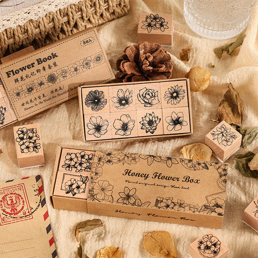 Vintage Flower Wood Rubber Stamp