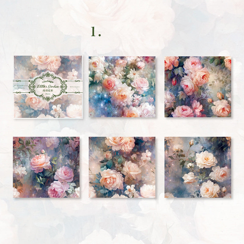 Vintage Garden Flower Paper Stickers 10pcs