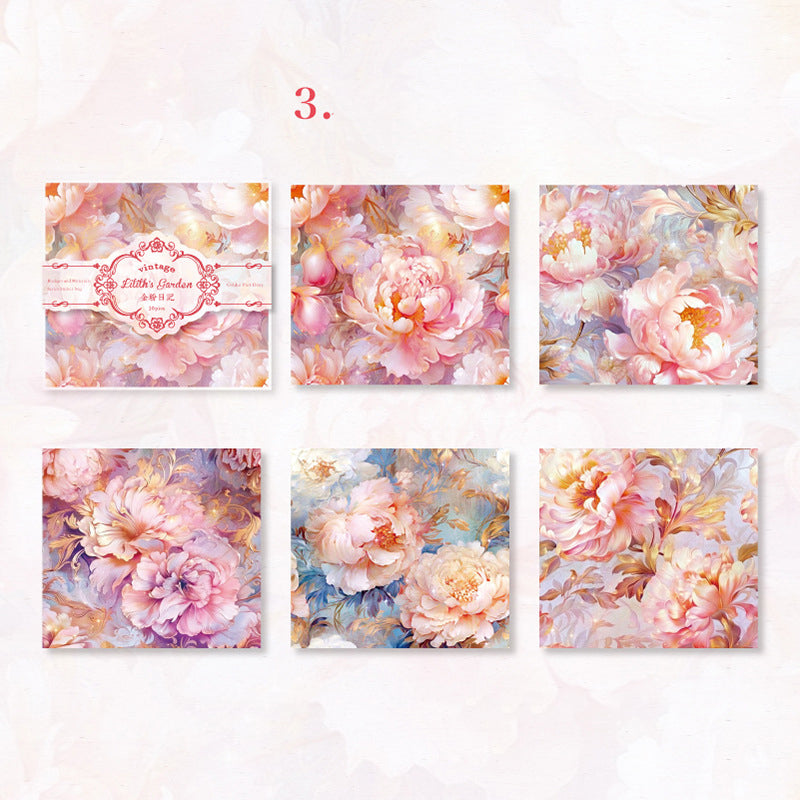 Vintage Garden Flower Paper Stickers 10pcs