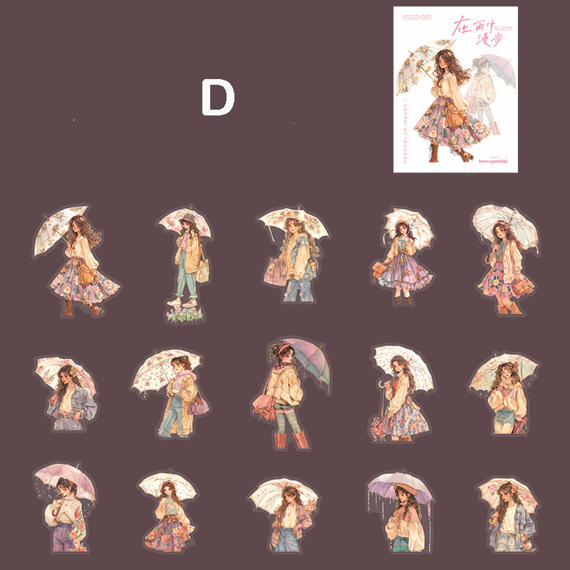 Walking in the Rain Stickers 15pcs