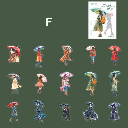 Walking in the Rain Stickers 15pcs