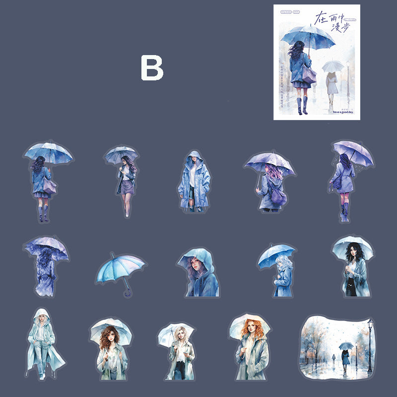 Walking in the Rain Stickers 15pcs