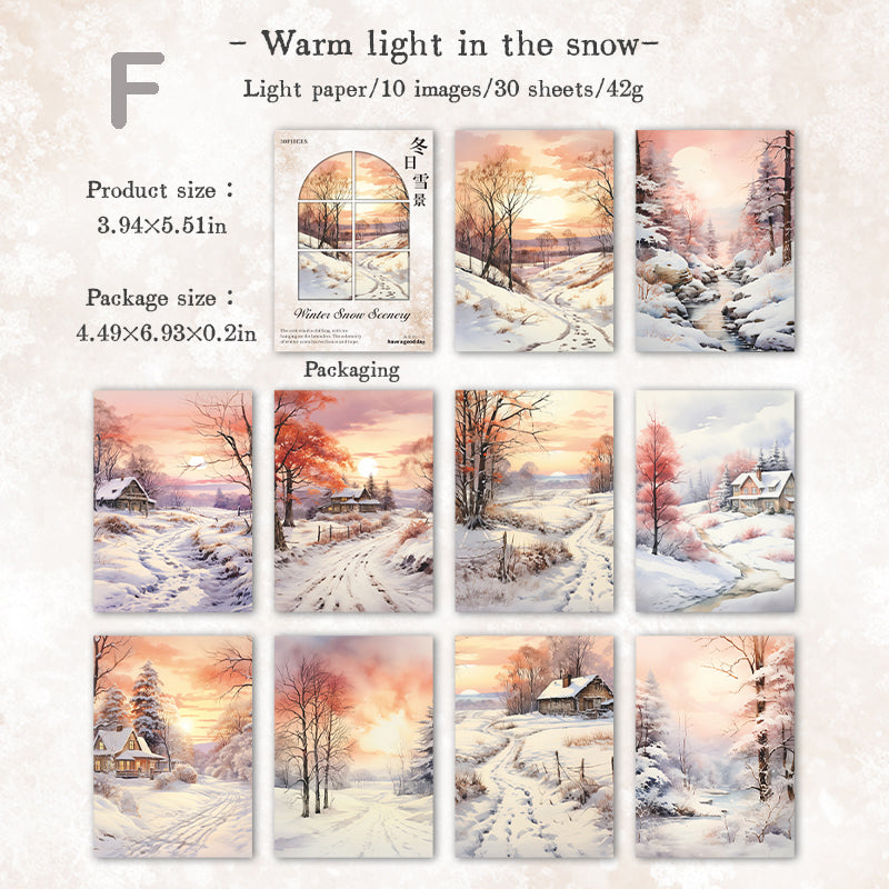 Winter Snow Scene Paper 30pcs