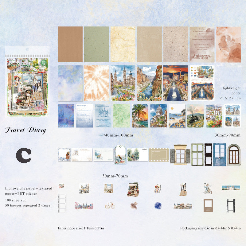 Watercolor Life Illustrated Sticker Pack 100pcs