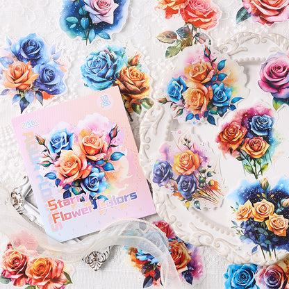 Water Color Flower Rhyme Sticker 15pcs