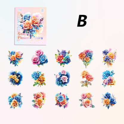 Water Color Flower Rhyme Sticker 15pcs