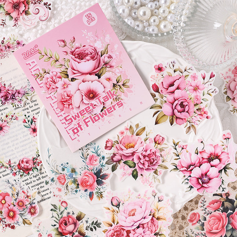 Water Color Flower Rhyme Sticker 15pcs