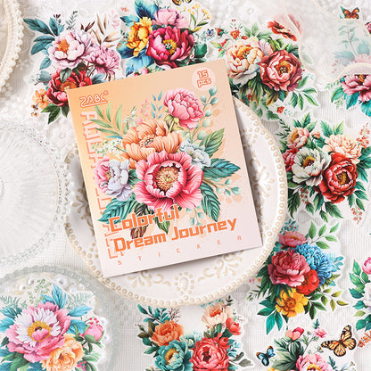 Water Color Flower Rhyme Sticker 15pcs