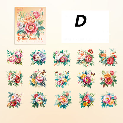 Water Color Flower Rhyme Sticker 15pcs