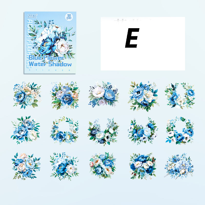 Water Color Flower Rhyme Sticker 15pcs