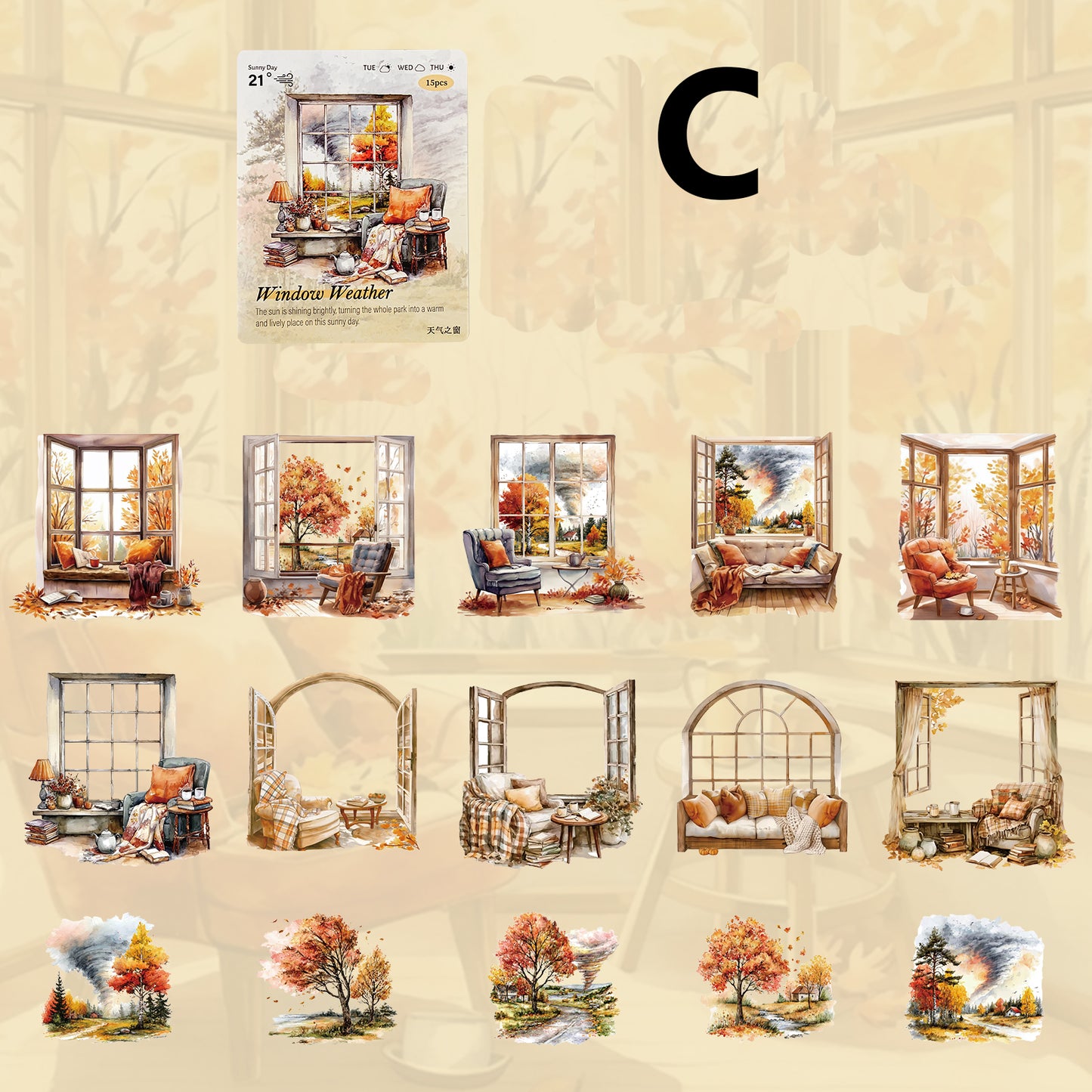 Weather Window Stickers 15pcs