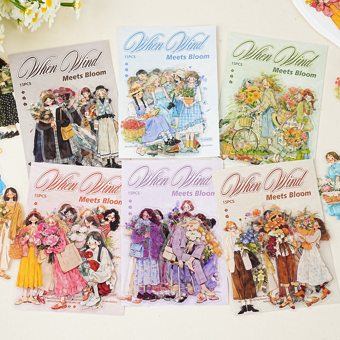 When the Wind Meets Flowers Stickers 15pcs