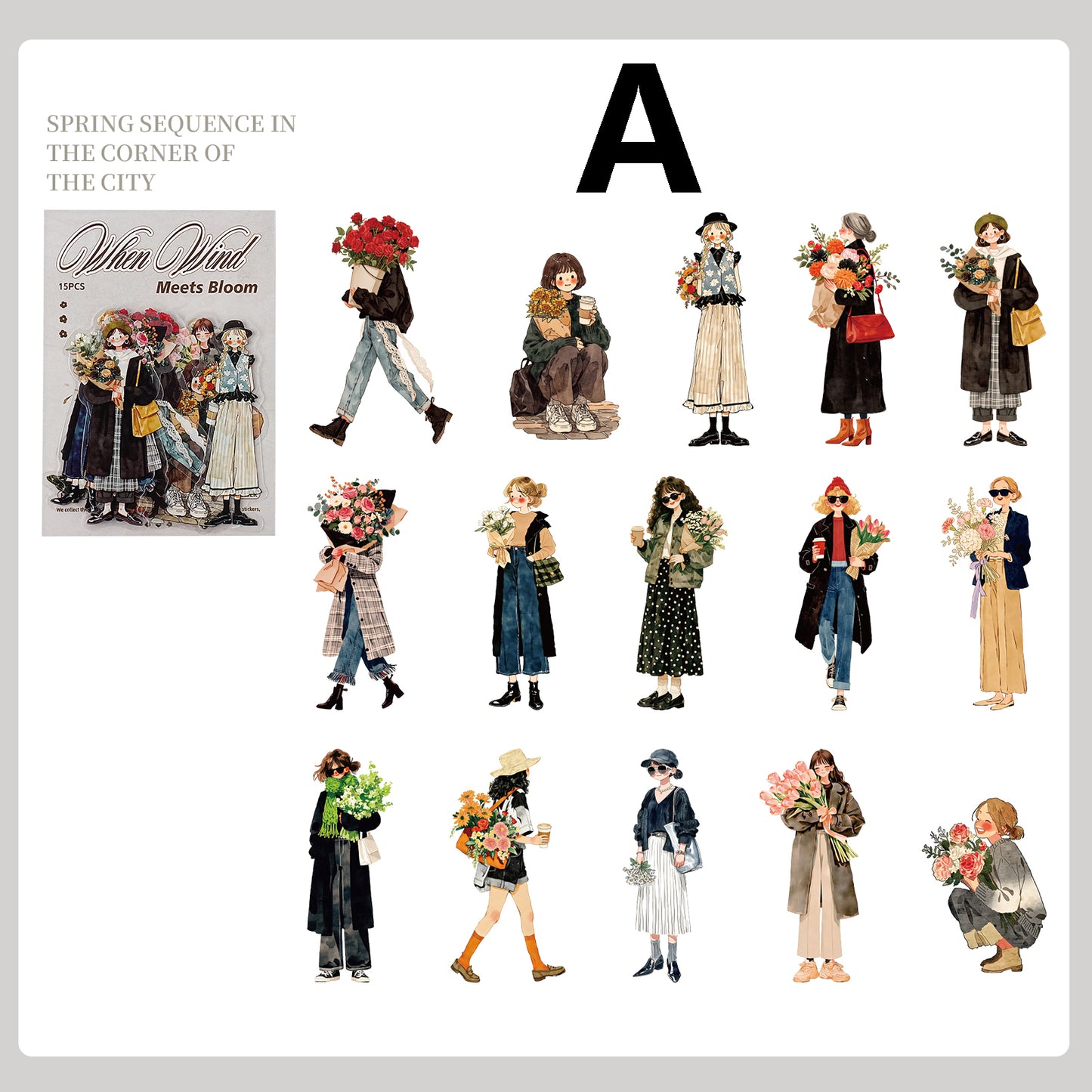 When the Wind Meets Flowers Stickers 15pcs