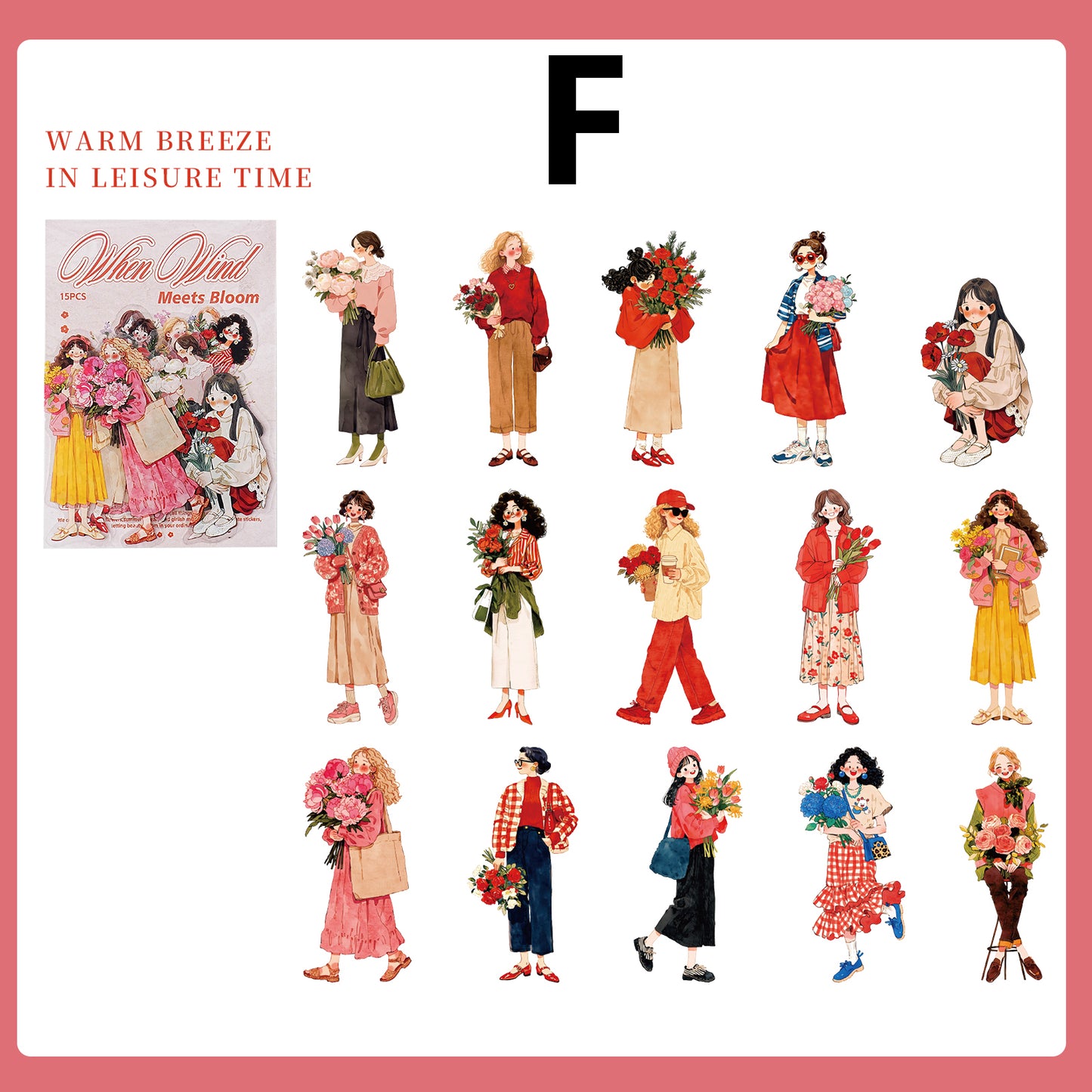 When the Wind Meets Flowers Stickers 15pcs