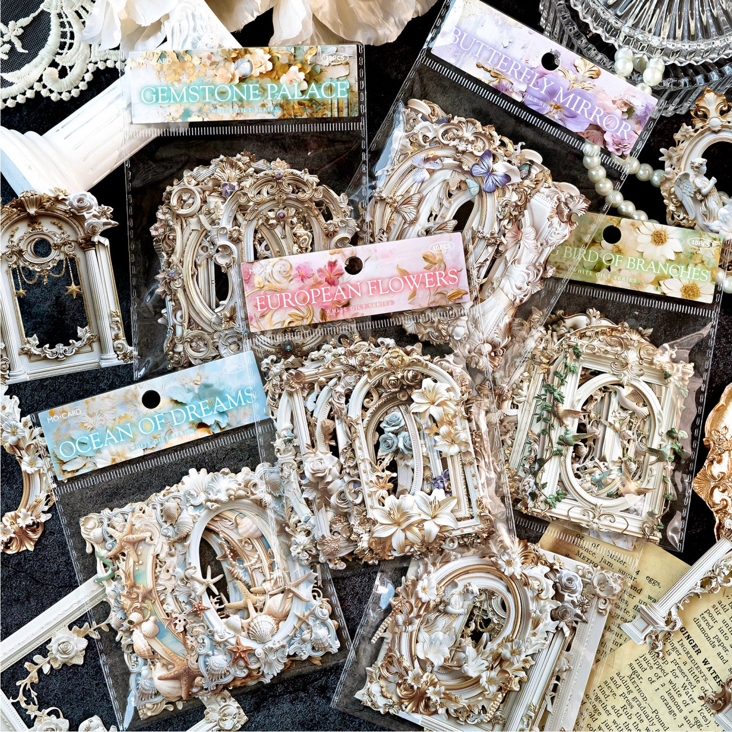 White Gilded Paper 10pcs