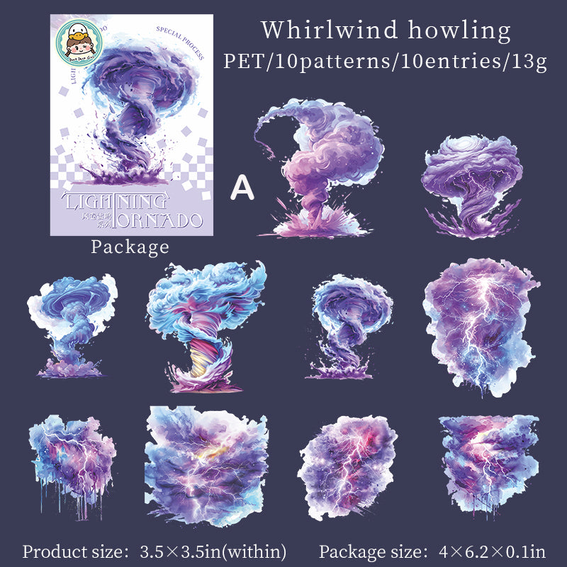 Wind Rolls and Thunder Sticker 10pcs