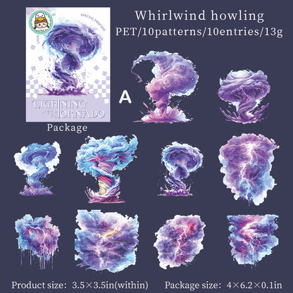 Wind Rolls and Thunder Sticker 10pcs