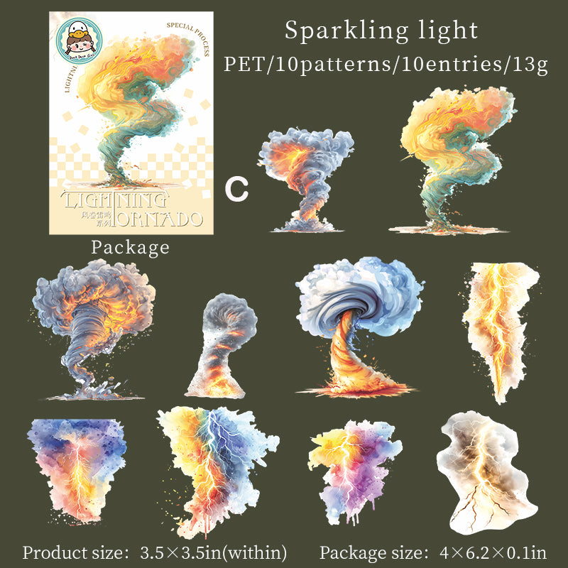 Wind Rolls and Thunder Sticker 10pcs