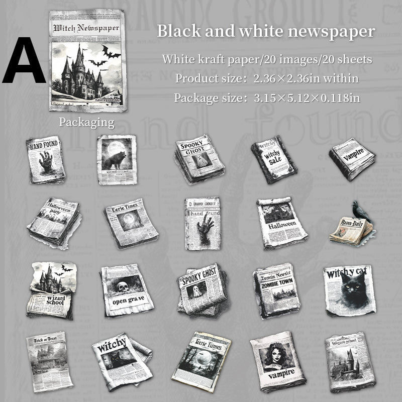 Witch Newspaper Sticker 20pcs