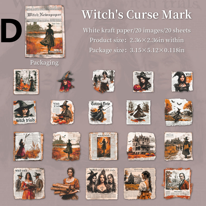 Witch Newspaper Sticker 20pcs