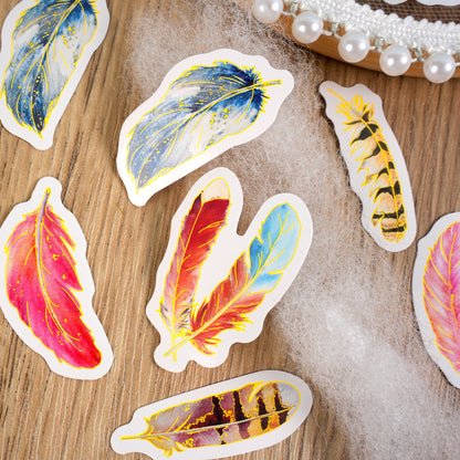 Colored Feather Stickers 46pcs