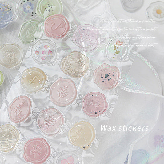 Wax Seal Stickers Unique Solid Color and Clear Crystal Style 18PCS