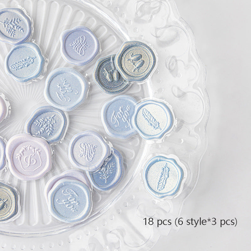 Wax Seal Stickers Unique Solid Color and Clear Crystal Style 18PCS